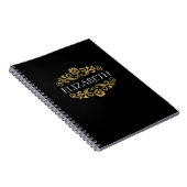 Elegantes Monogram Black Gold Spiral Foto Notebook Notizblock (Rechte Seite)