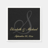 Elegantes Monogram Black Golden Wedding Paper Napk Serviette (Vorderseite)