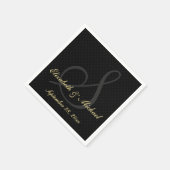 Elegantes Monogram Black Golden Wedding Paper Napk Serviette (Ecke)
