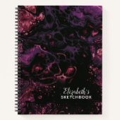 Elegantes Monogram Black Lila Marble Sketchbook Notizblock (Vorderseite)