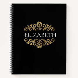 Elegantes Monogram Black Office School Notebook Notizblock