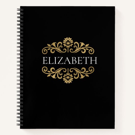 Elegantes Monogram Black Office School Notebook Notizblock (Vorderseite)