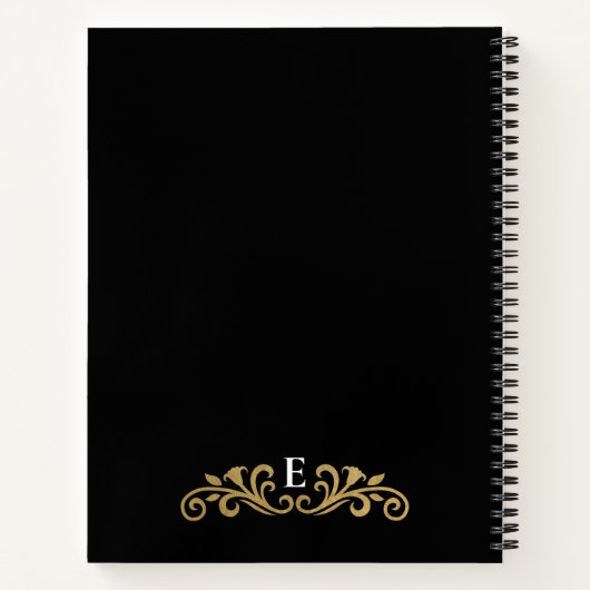 Elegantes Monogram Black Office School Notebook Notizblock (Rückseite)