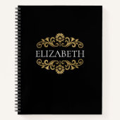 Elegantes Monogram Black Office School Notebook Notizblock (Vorderseite)
