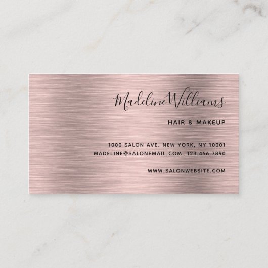 Elegantes Monogram Black Rose Gold Modernes Script Visitenkarte (Rückseite)