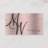 Elegantes Monogram Black Rose Gold Modernes Script Visitenkarte (Vorderseite)