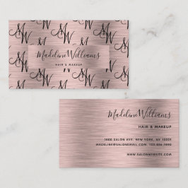 Elegantes Monogram Black Rose Gold Script Muster Visitenkarte