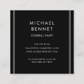 Elegantes Monogram Black Silver Quadratische Visitenkarte (Rückseite)