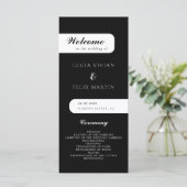 Elegantes Monogram Black Wedding Programm (Stehend Vorderseite)