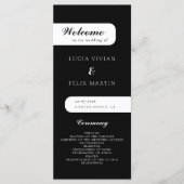 Elegantes Monogram Black Wedding Programm (Vorderseite)