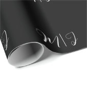 Elegantes Monogram Black Wedding Wrapping Paper Geschenkpapier (Rolleneckpunkt)