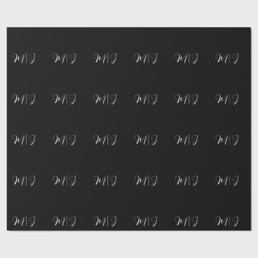 Elegantes Monogram Black Wedding Wrapping Paper Geschenkpapier (Saum)