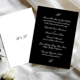 Elegantes Monogram Black & White Probe Dinner Einladung