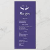 Elegantes Monogram Blue Jewel Tone Dinner Menu Menükarte (Vorderseite)
