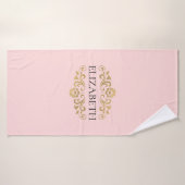 Elegantes Monogram Blush Pink Gold Badetuch Badehandtuch (Badehandtuch)