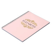 Elegantes Monogram Blush Pink Gold Notebook Notizblock (Linke Seite)