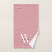 Elegantes Monogram Blush Pink Name Script Badhandtuch Set (Handtuch)