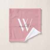 Elegantes Monogram Blush Pink Name Script Badhandtuch Set (Waschlappen)