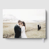 Elegantes Monogram Botanisches Wappen Foto Hochzei Gästebuch (Rückseite)