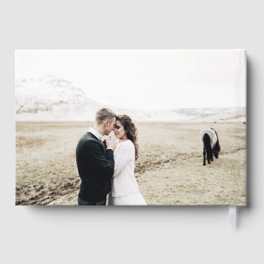 Elegantes Monogram Botanisches Wappen Foto Hochzei Gästebuch (Rückseite)