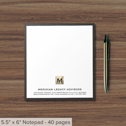 Elegantes Monogram Business Notepad Notizblock