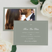 Elegantes Monogram Classic Frame Foto im grünen Ge Save The Date