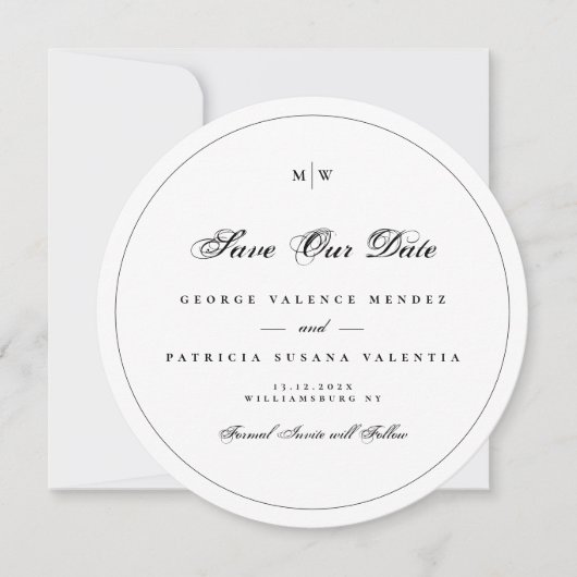 Elegantes Monogram Classic Frame Foto Save the Dat Einladung (Vorderseite)