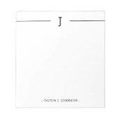 Elegantes Monogram Classic Schwarz-weiß Notepad Notizblock (Vorderseite)