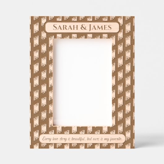 Elegantes Monogram Couple Names Dekoratives Muster Geätzte Rahmen (Vorderseite)