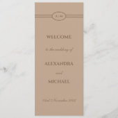 Elegantes Monogram Cream Taupe Hochzeitsprogramm Programm (Vorderseite)