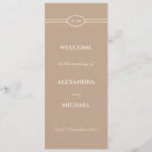 Elegantes Monogram Cream Taupe Hochzeitsprogramm Programm (Vorderseite)