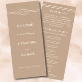 Elegantes Monogram Cream Taupe Hochzeitsprogramm Programm