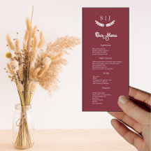 Elegantes Monogram Dark Jewel Tone Dinner Menu