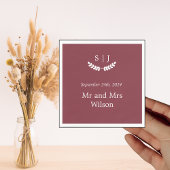 Elegantes Monogram Dark Red Jewel Tone Dinner Serviette