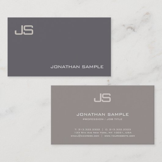 Elegantes Monogram Design Moderner Trendy Schlicht Visitenkarte (Vorne/Hinten)