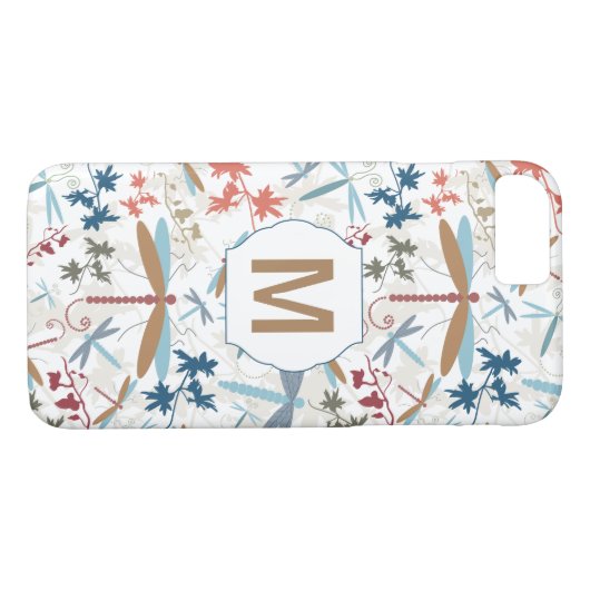 Elegantes Monogram Dragonfly-Muster Case-Mate iPhone Hülle (Rückseite (Horizontal))
