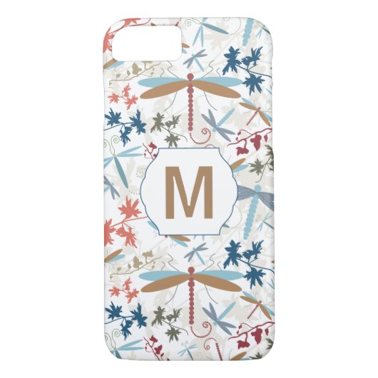 Elegantes Monogram Dragonfly-Muster Case-Mate iPhone Hülle (Rückseite)