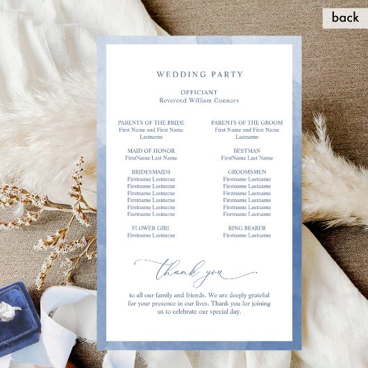 Elegantes Monogram Dusty Blue Wedding Programm