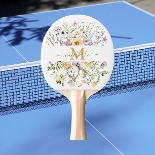 Elegantes Monogram Farbenfrohes Wildblumengarten-B Tischtennis Schläger
