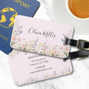Elegantes Monogram Farbiges Blumen Garten Floral Gepäckanhänger