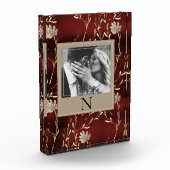 Elegantes Monogram Foto Burgundy Floral (Links)