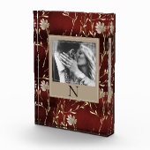 Elegantes Monogram Foto Burgundy Floral (Rechts)