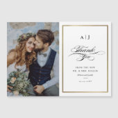 Elegantes Monogram Gold Foto Hochzeit Dankeschön A Magnetkarte (Vorderseite)