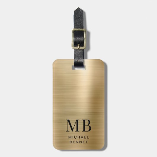 Elegantes Monogram Gold Gepäckanhänger (Vorderseite vertikal)