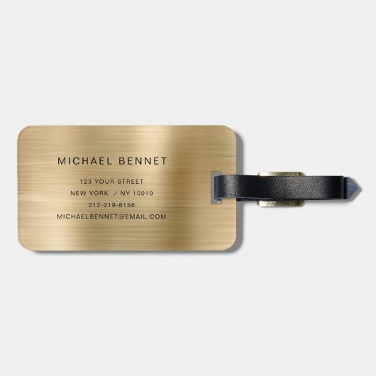 Elegantes Monogram Gold Gepäckanhänger (Rückseite horizontal)