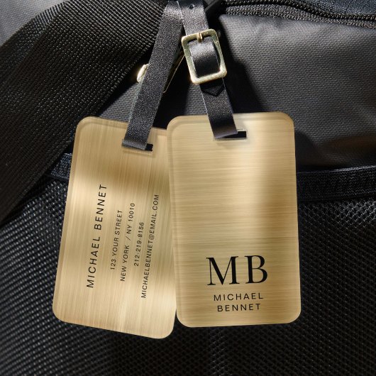 Elegantes Monogram Gold Gepäckanhänger
