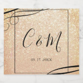 Elegantes Monogram Gold Glitzer Weinetikett Schaumweinetikett (Einzelnes Label)