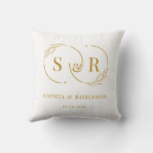 Elegantes Monogram Gold Script Modernes Hochzeitsg Kissen (Rückseite)
