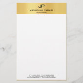 Elegantes Monogram Gold White Template Moderne Briefpapier (Vorderseite)