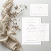 Elegantes Monogram Gold White Wedding Dinner Menü